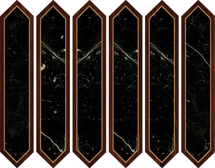 Diamante - C Wood + Black Marble Decor