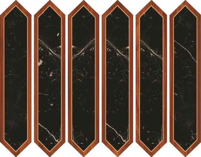Diamante - C Wood + Black Marble Decor