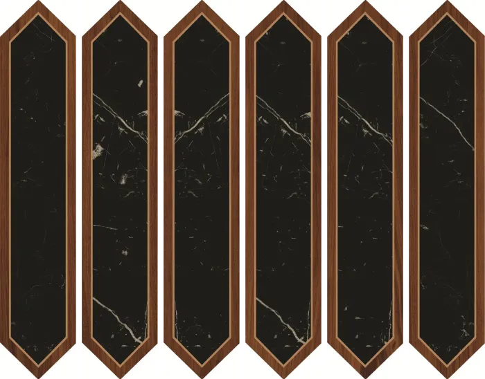 Diamante - C Wood + Black Marble Decor