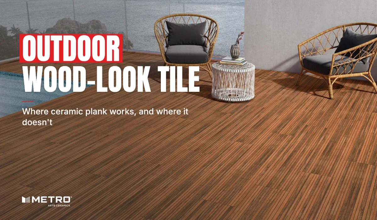 Outdoor Wood-Look Tile: a room floored with Metro wood-look tiles