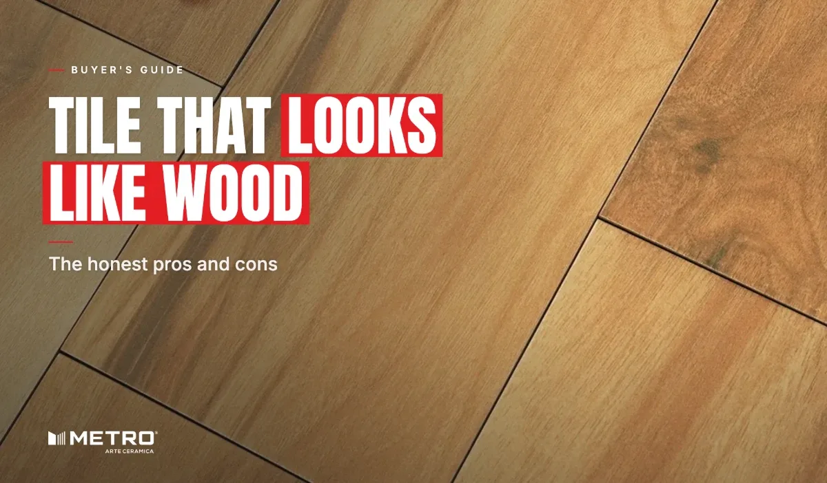 Tile That Looks Like Wood: close-up of Metro Frassino 200x1200mm wood-look tile
