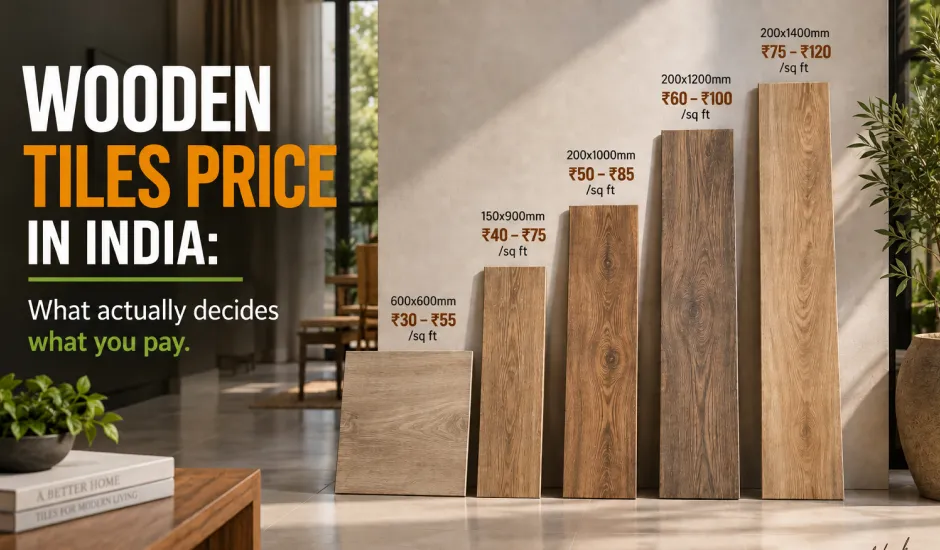 Wooden tiles price comparison showing different plank sizes and finishes for Indian homes