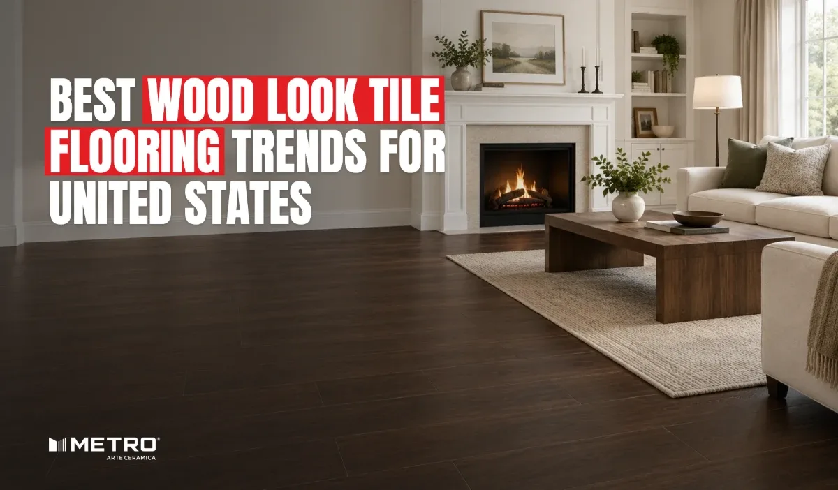 Best wood look tile flooring trends for United states: a room floored with Metro wood-look tiles