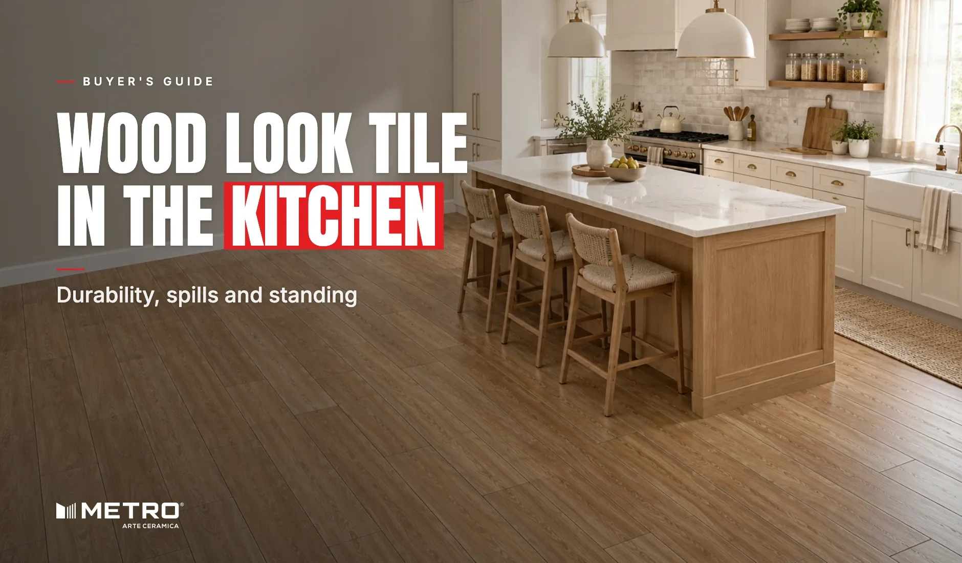 Wood look tile in the kitchen: a room floored with Metro wood-look tiles