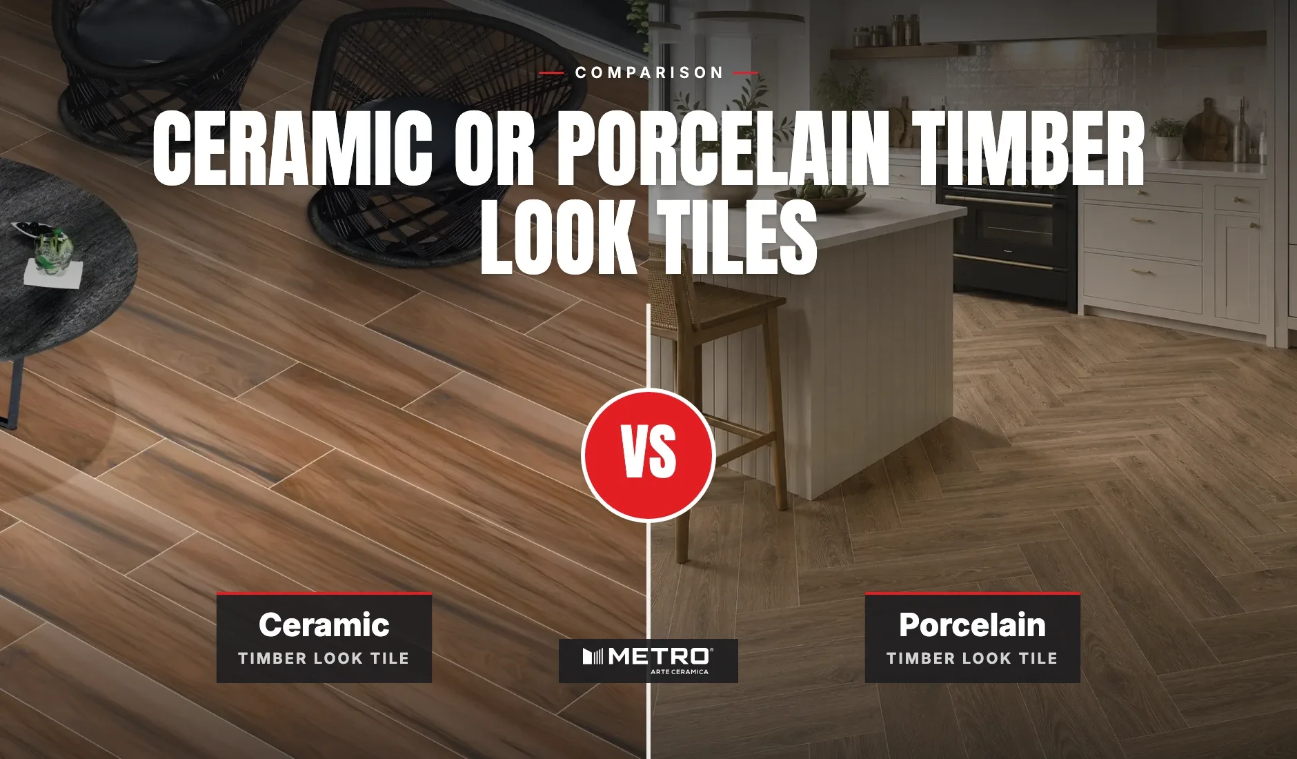 Ceramic or porcelain timber look tiles: a room floored with Metro wood-look tiles