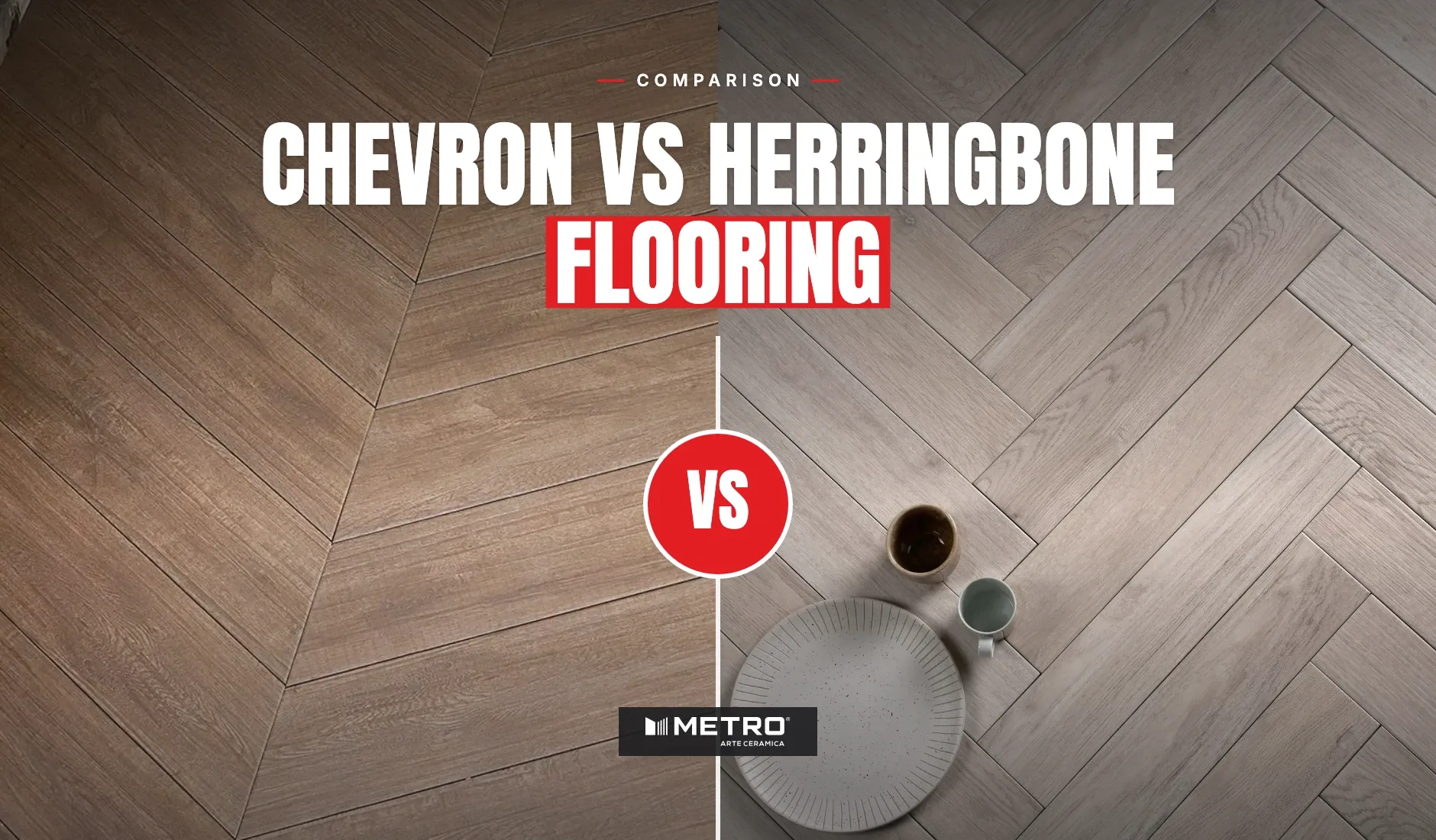Chevron vs Herringbone Flooring: Metro Tropez Pewter chevron wood-look tiles