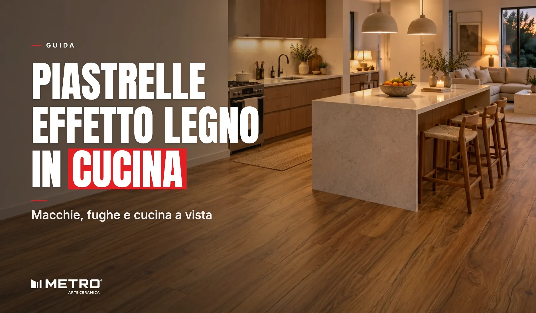 Piastrelle Effetto Legno in cucina: a room floored with Metro wood-look tiles