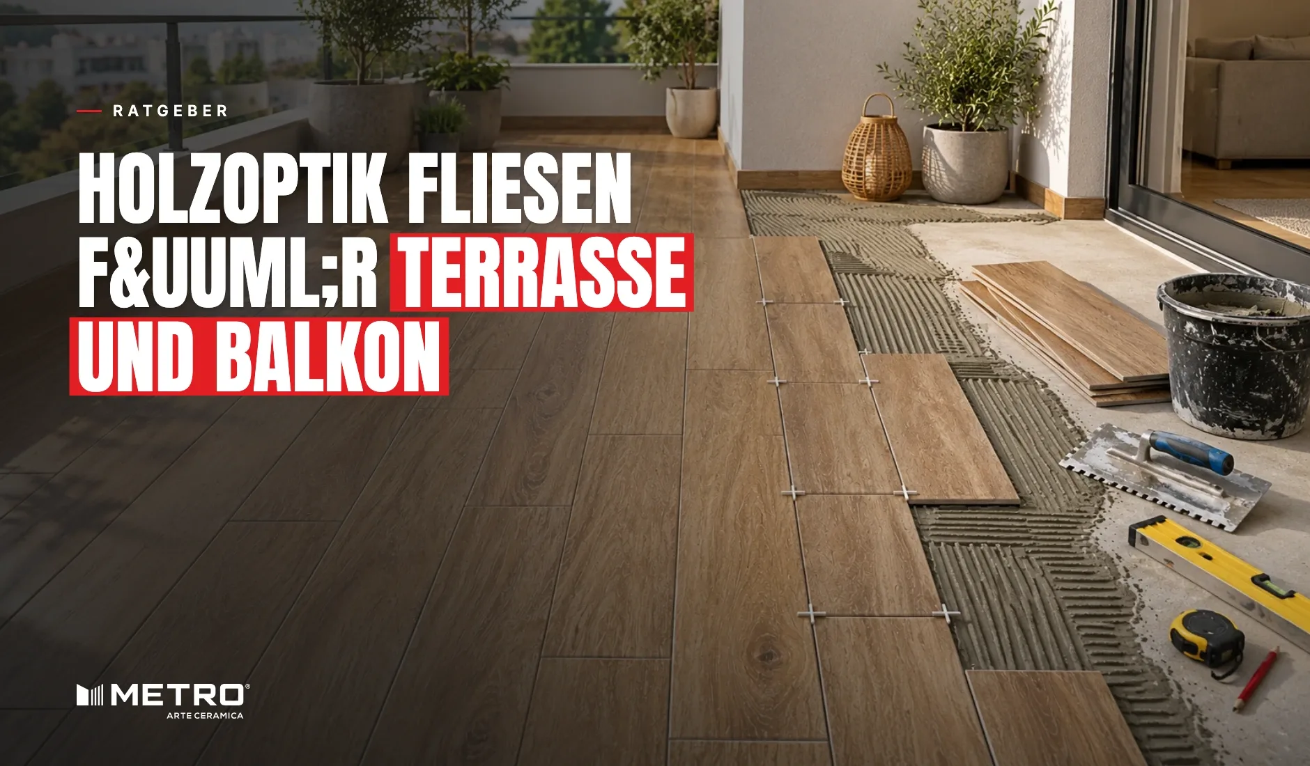 Holzoptik Fliesen f&uuml;r Terrasse und Balkon: a room floored with Metro wood-look tiles