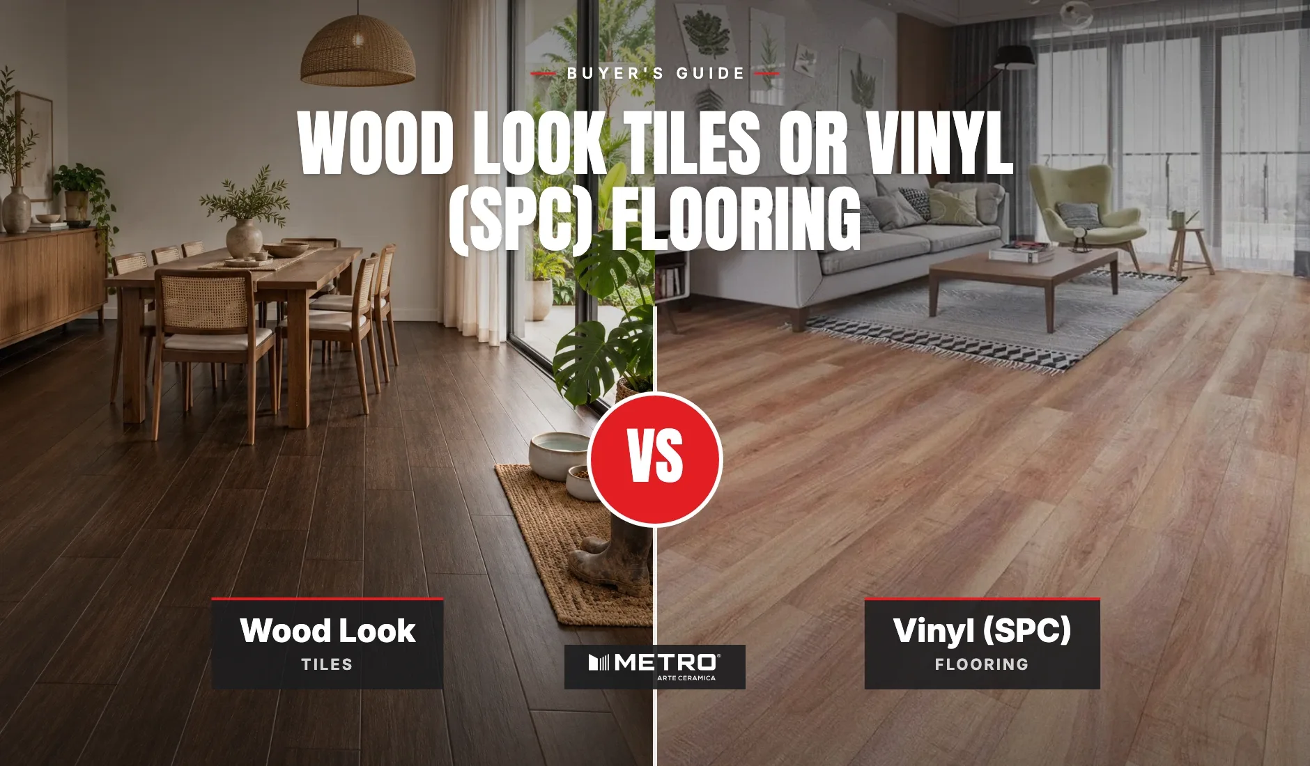 Wood look tiles or vinyl (SPC) flooring: a room floored with Metro wood-look tiles