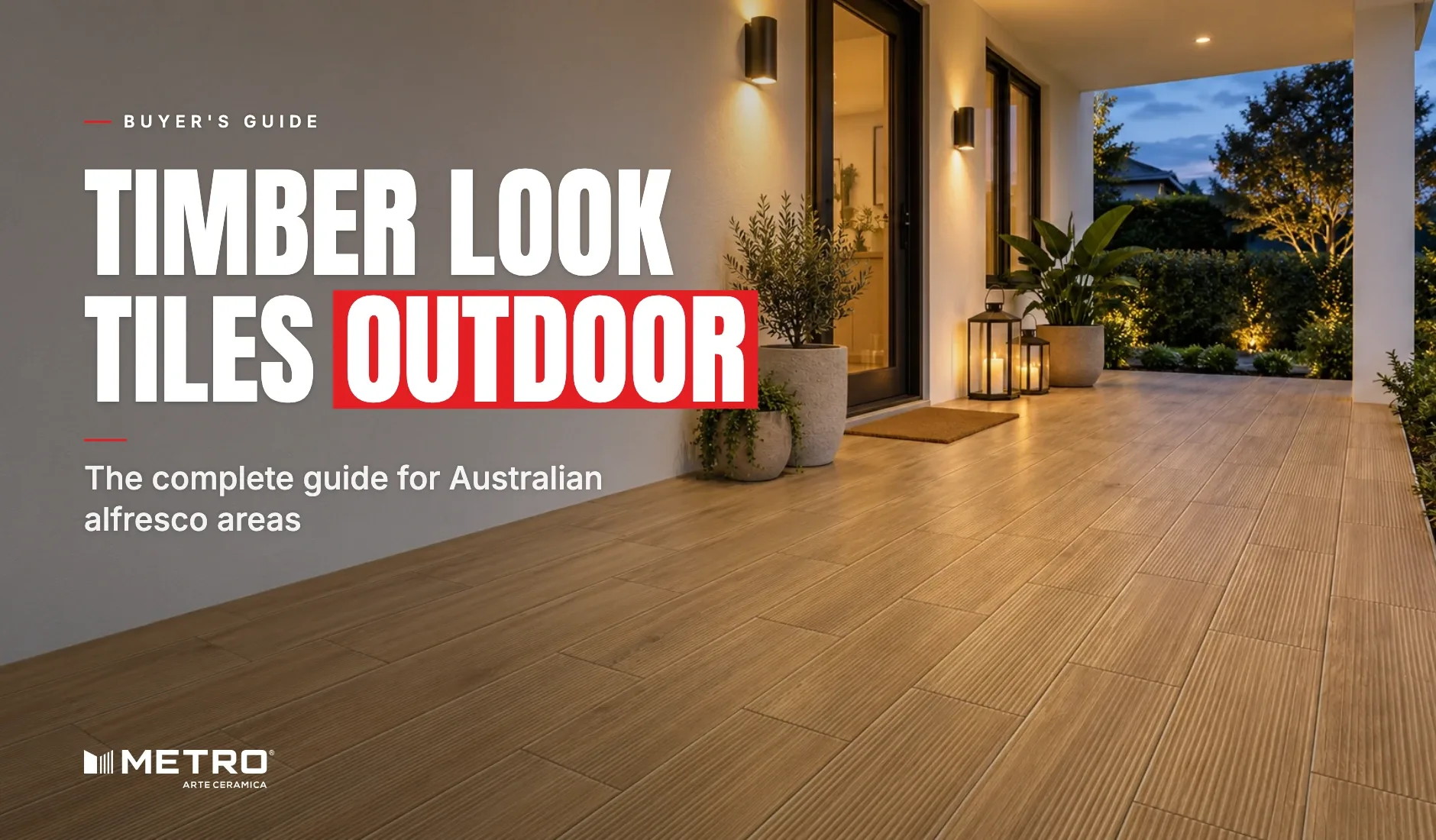 Timber look tiles outdoor: a room floored with Metro wood-look tiles